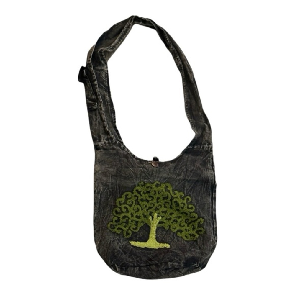 Earth Divas Tree of Life Crossbody Sling Acid Wash Boho Hippie Festival Ready